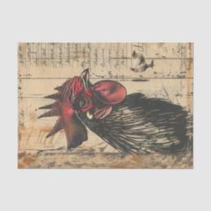 Papier Mousseline Découpage rustique de poulet au coq noir