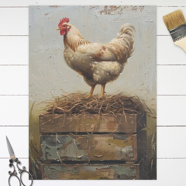 Papier Mousseline Découpage rustique du poulet et du nid (Créateur téléchargé)