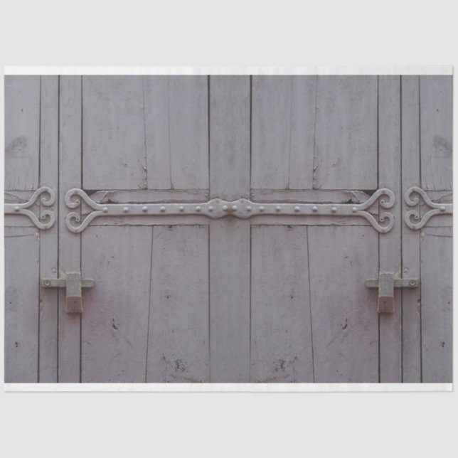 Papier Mousseline Découpage rustique gris charnière vieille porte 20 (Recto)