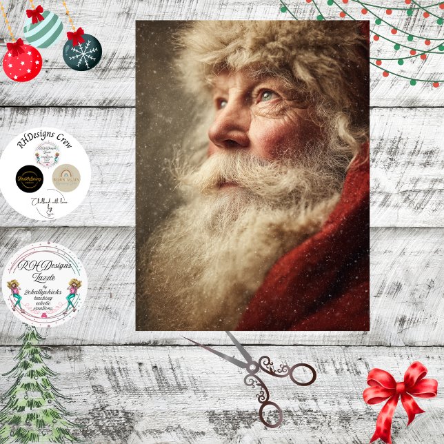 Papier Mousseline Decoupage Santa Claus Christmas Portrait  (Créateur téléchargé)