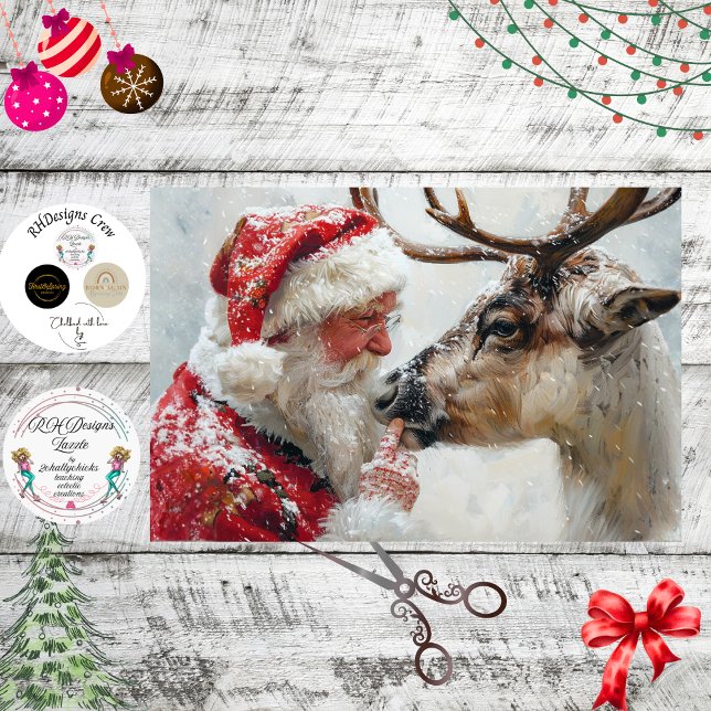 Papier Mousseline Decoupage Santa Rudolph Landscape North Pole  (Créateur téléchargé)