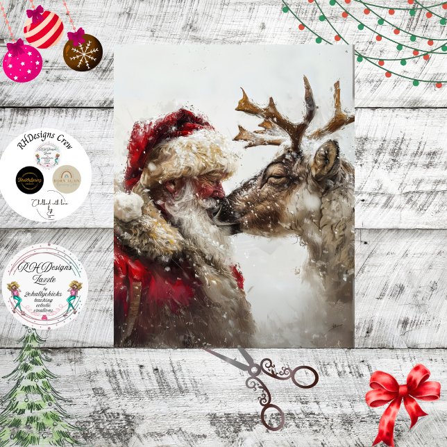 Papier Mousseline Decoupage Santa Rudolph Yuletide Magic  (Créateur téléchargé)