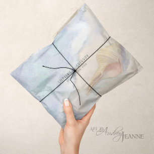 Papier Mousseline Découpage Seashell Beach Sand Pastel Blue Wave