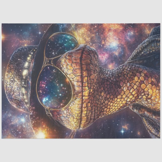 Papier Mousseline Découpage Serpent Blitzy Avec Galaxie Starry (Recto)