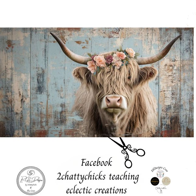 Papier Mousseline Découpage Shaggy Highland Peach Flower (Créateur téléchargé)