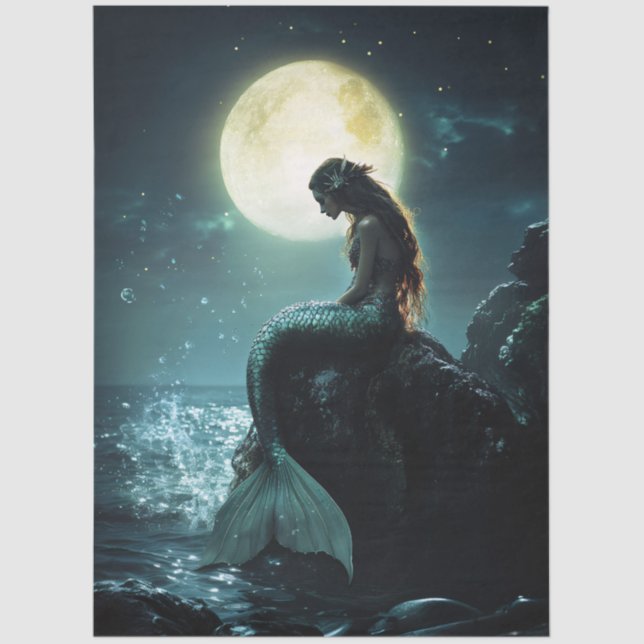 Papier Mousseline Découpage Sirène Sirène Lune (Recto)