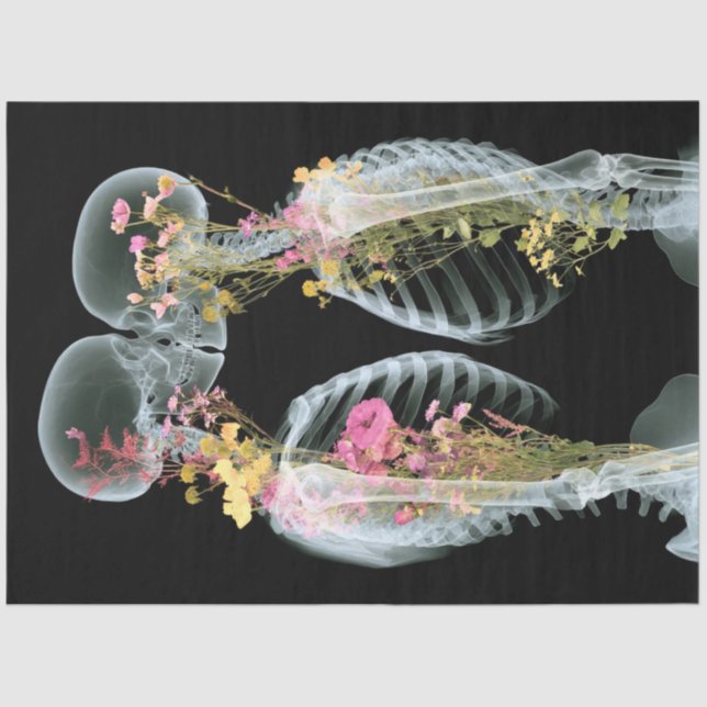 Papier Mousseline Découpage Skeleton Couple de fleurs entrelacées (Recto)