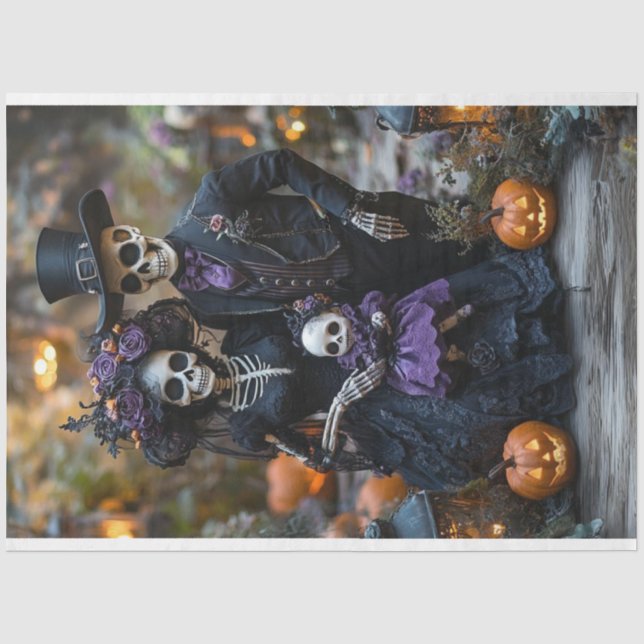 Papier Mousseline Découpage Skeleton Family Portraits Les Scaseltons (Recto)
