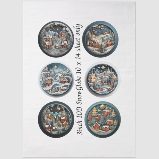 Papier Mousseline Decoupage Snow Globe Moulds Winter Village 3" (Recto)