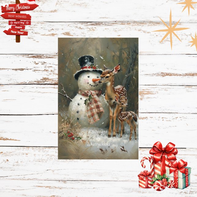 Papier Mousseline Découpage Snowman & Reindeer Snowy Wolands (Créateur téléchargé)