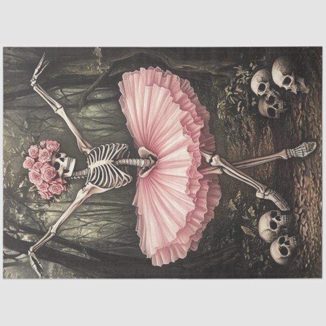 Papier Mousseline Découpage Squelette Whimsical Danser à Tutu (Recto)