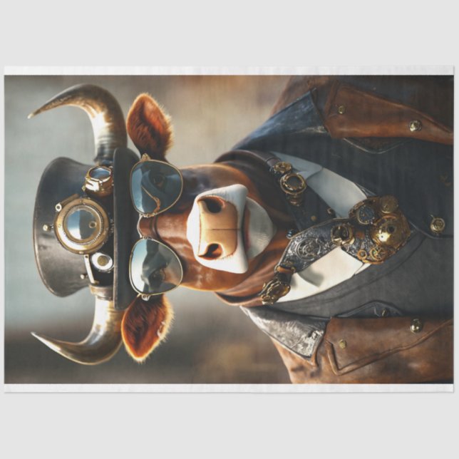 Papier Mousseline Découpage Steampunk Bull Sir Bullington Gearhoof (Recto)
