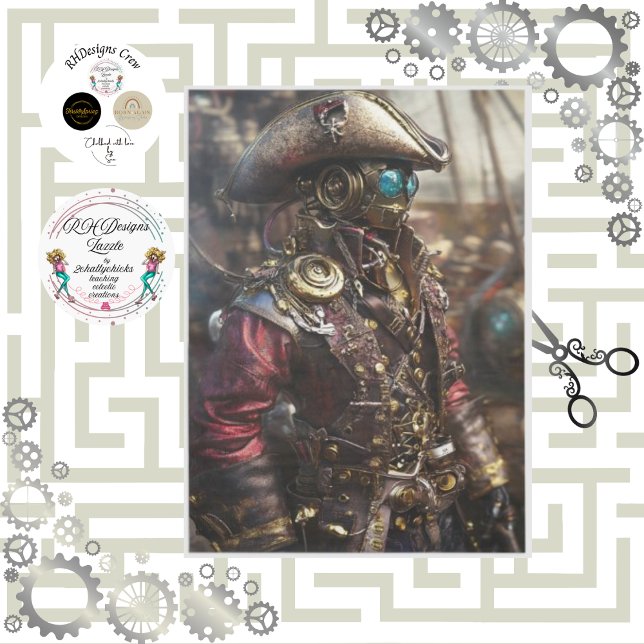 Papier Mousseline Découpage Steampunk Cyborg pirate (Créateur téléchargé)