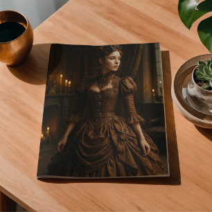 Papier Mousseline Decoupage Steampunk Dame Victorienne en Marron