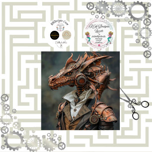 Papier Mousseline Découpage Steampunk Dragon Head Victorian