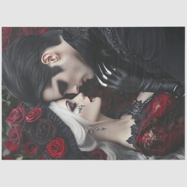 Papier Mousseline Découpage Steampunk Gothique Couple Valentines Jou (Recto)