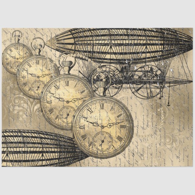 Papier Mousseline Découpage steampunk Hindenburg (Recto)