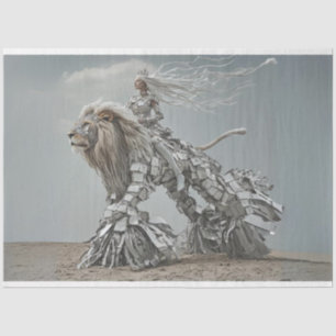 Papier Mousseline Découpage Steampunk Lion Lioness Paysage