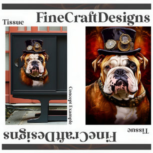 Papier Mousseline Découpage Steampunk Royal Bouledogue Britannique D