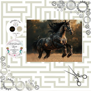 Papier Mousseline Découpage Steampunk Stallion cuivre IRONMANE