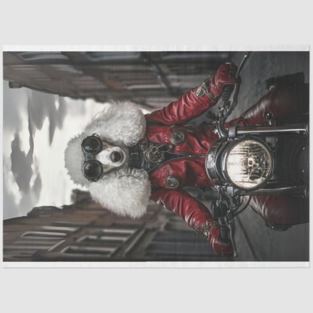 Papier Mousseline Découpage Steampunk Standard Poodle Motorcycle (Recto)