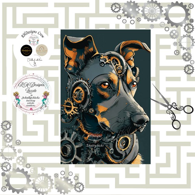 Papier Mousseline Découpage Steampunk Steal Chien (Créateur téléchargé)