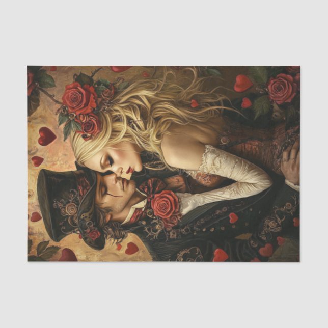 Papier Mousseline Découpage Steampunk Valentine Romantic Couple (Recto)