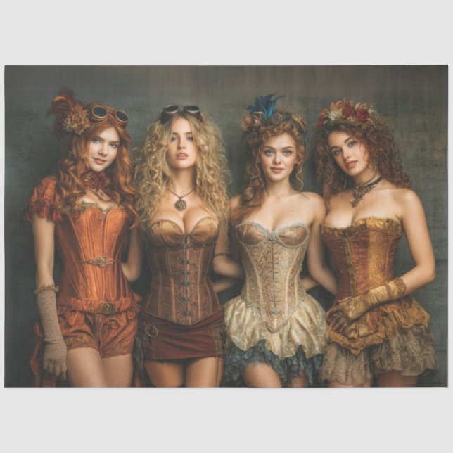 Papier Mousseline Découpage Steampunk Victorian Fashion Femmes Corse (Recto)
