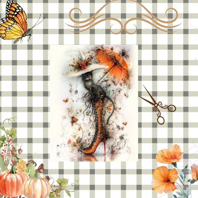 Papier Mousseline Découpage Stiletto Whimsy Automne Flair Feline (Créateur téléchargé)