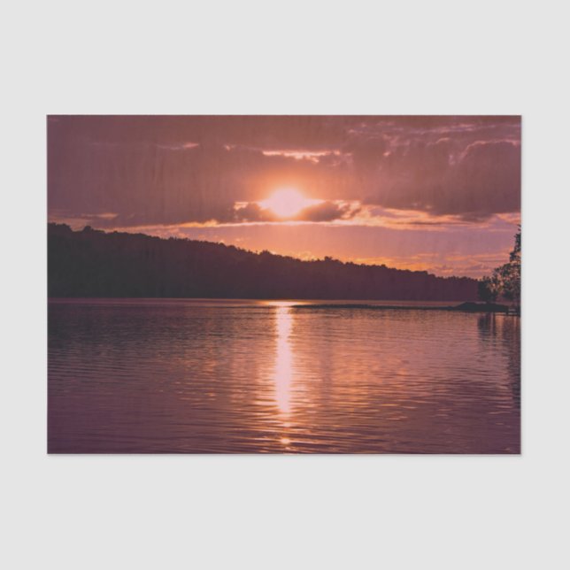 Papier Mousseline Découpage Sunset Orange Scénario Plage Côtière (Recto)