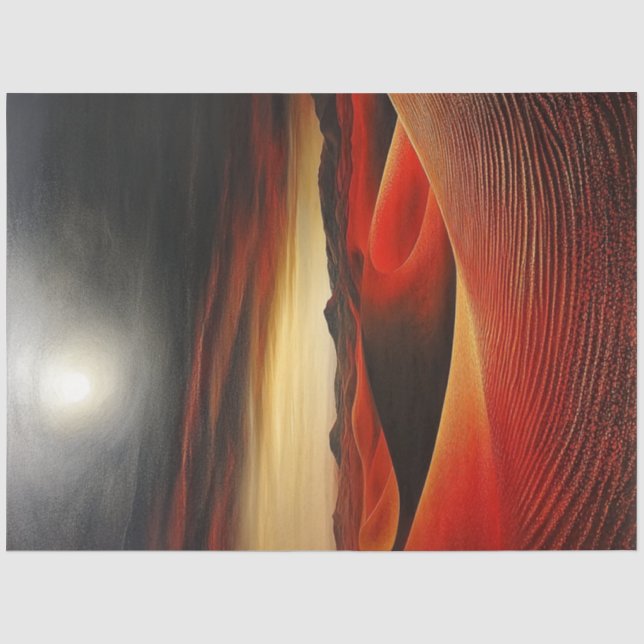 Papier Mousseline Découpage Surreal Red Desert Bright Pleine lune (Recto)