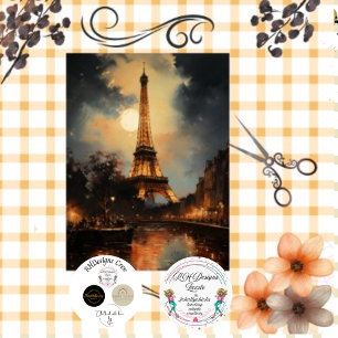 Papier Mousseline Découpage Tour Eiffel Paysage nocturne de Paris