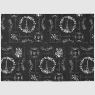 Papier Mousseline Découpage Tour Eiffel Vintage Ephémère noire