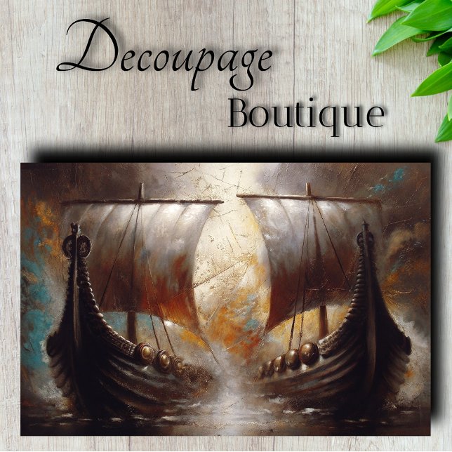 Papier Mousseline Découpage Twin Viking Longships (Twin Viking Longships Decoupage Tissue Paper)