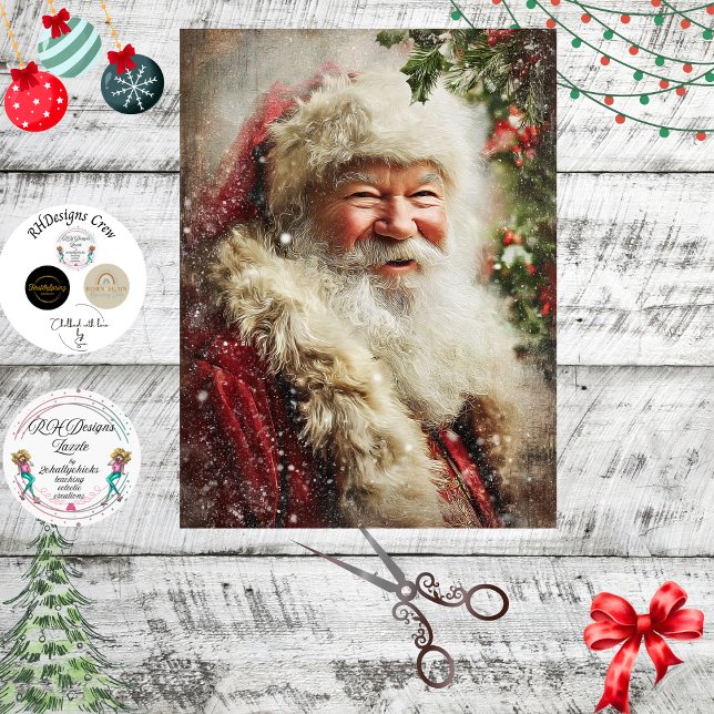 Papier Mousseline Decoupage Twinkling Christmas Santa  (Créateur téléchargé)