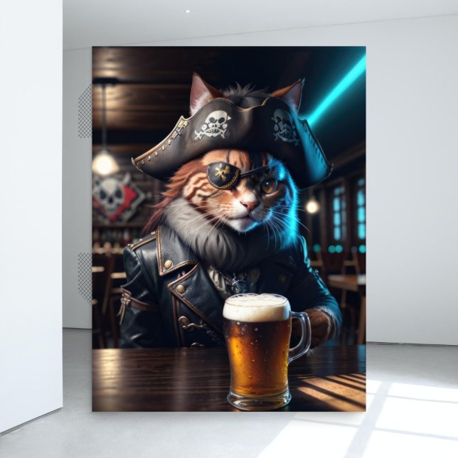 Papier Mousseline Découpage - Un chat pirate en tenue de cuir - (Créateur téléchargé)