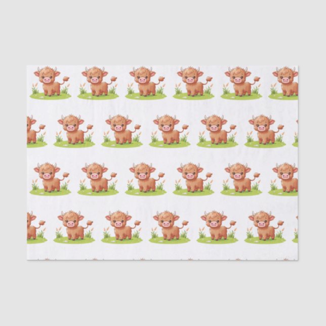 Papier Mousseline Découpage Vache Highland (Recto)