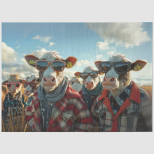 Papier Mousseline Découpage Vaches humoristiques Vêtements de ferme 