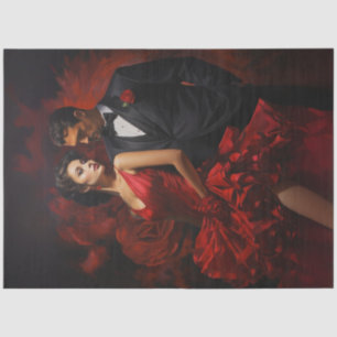 Papier Mousseline Découpage Valentine Couple Tango en noir rouge