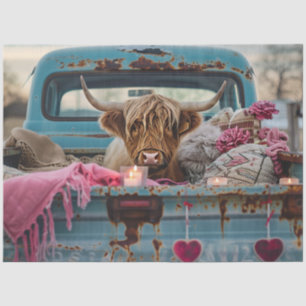 Papier Mousseline Découpage Valentine Highland Vache Camion Vintage