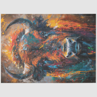Papier Mousseline Découpage Vibrant Bison Peinture Abstraite
