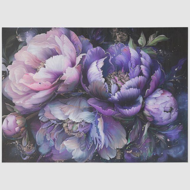 Papier Mousseline Découpage Vibrant numérique pivoine violet rose vi (Recto)