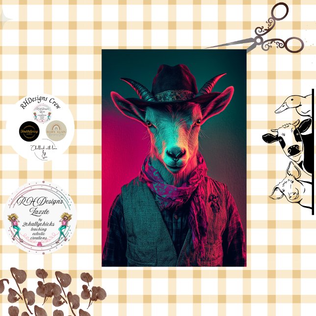 Papier Mousseline Découpage Vibrant Photo de la chèvre d'élevage (Créateur téléchargé)