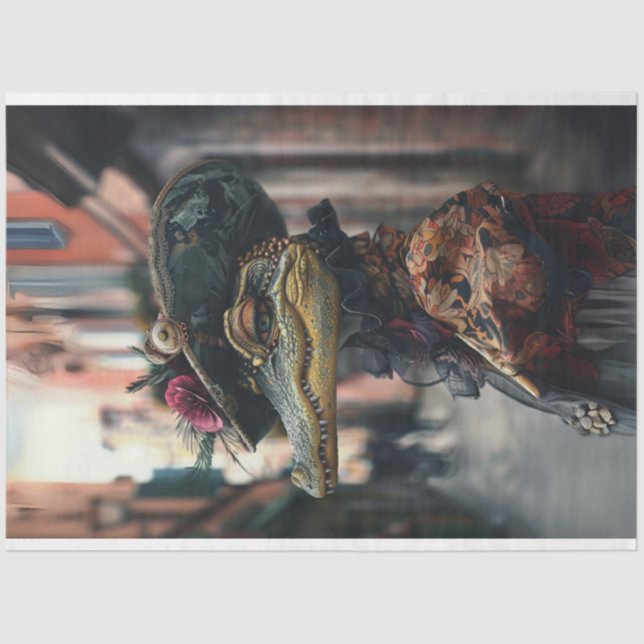 Papier Mousseline Découpage Victorian Lady Gator (Recto)