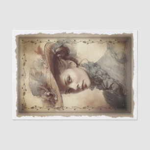 Papier Mousseline Découpage Victorienne Portrait Vintage Lady