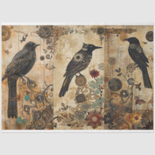 Papier Mousseline Découpage vintage Abstrait d'oiseaux de Grunge