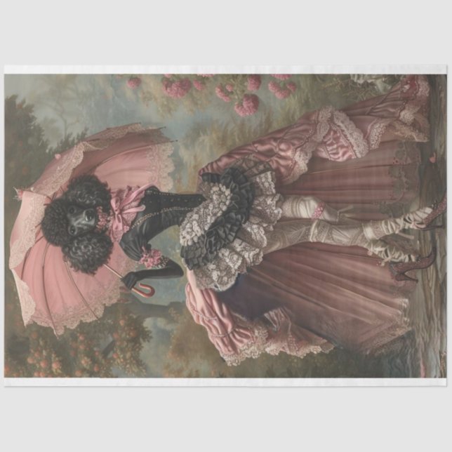 Papier Mousseline Découpage Vintage Boho de caniche noir standard (Recto)