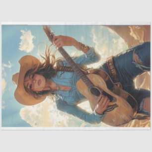 Papier Mousseline Découpage Vintage caractère Debbie guitariste