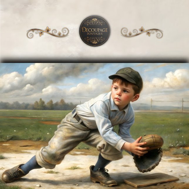 Papier Mousseline Découpage vintage de baseball (Vintage Baseball Boy Decoupage Tissue Paper)