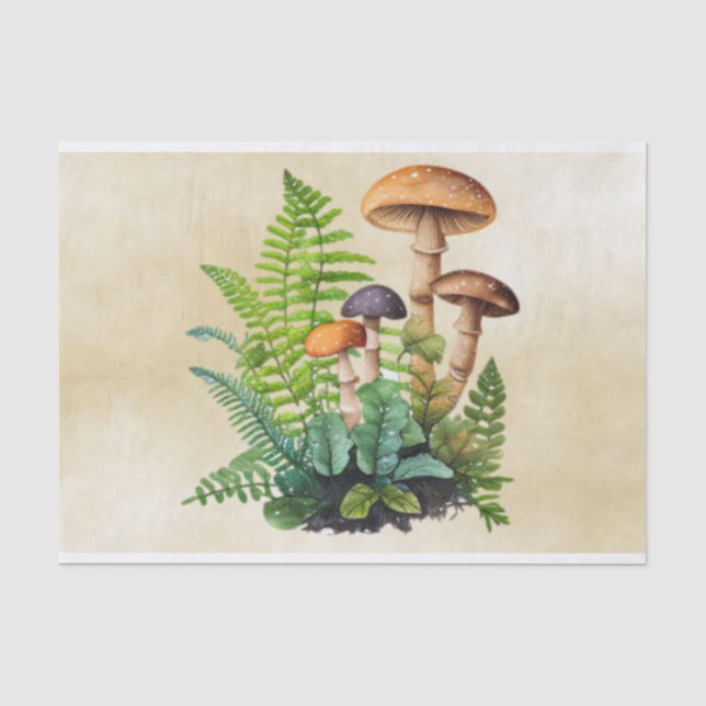 Papier Mousseline Découpage Vintage de champignons (Recto)